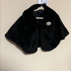 Elegant Black Faux Fur Kids Cape